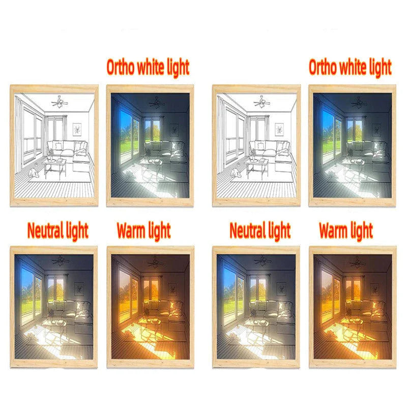 Customizable illuminated picture frame with adjustable LED lighting for home decor