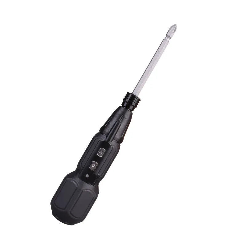 Black or blue alloy steel electric screwdriver with straight handle and rechargeable lithium battery