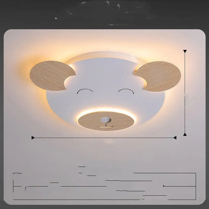 Modern white cartoon bear design ceiling lamp for a princess bedroom, shown in two size options.
