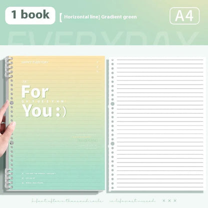 Removable coil gradient notepad in green, blue, pink, or purple with PP cover and wood-free paper