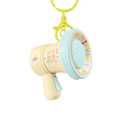 Green and yellow plastic cartoon horn keychain with recording function