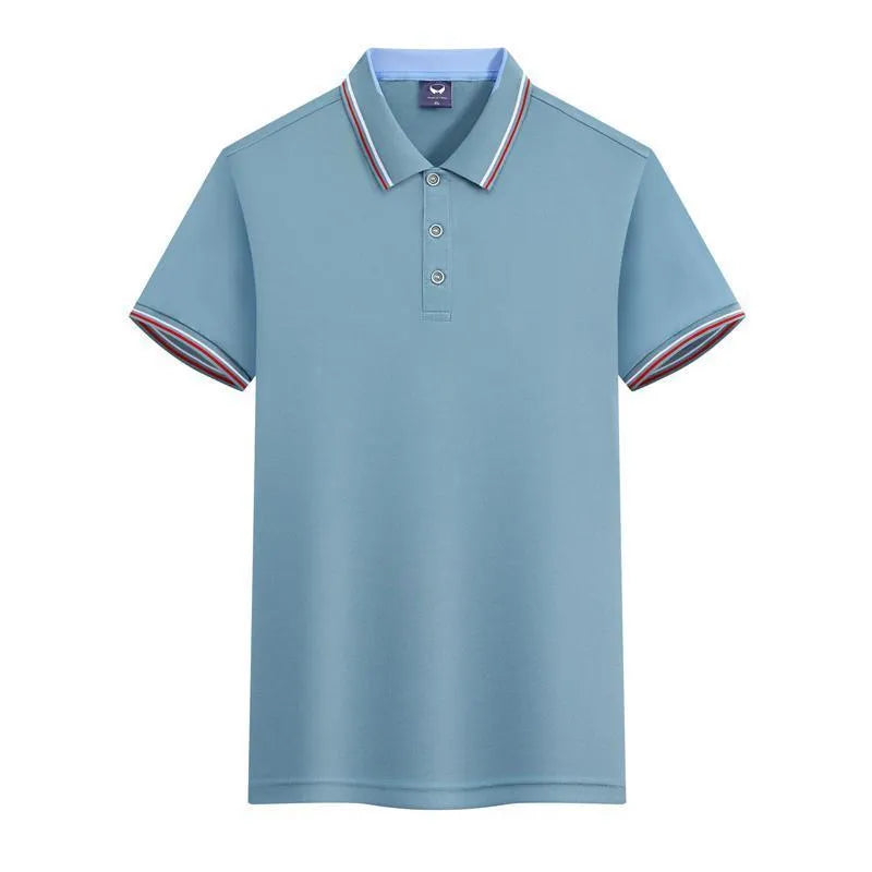 Slim fit ice silk quick-drying polo shirt for work clothes in blue gray colour
