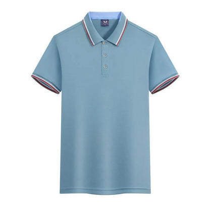 Slim fit ice silk quick-drying polo shirt for work clothes in blue gray colour
