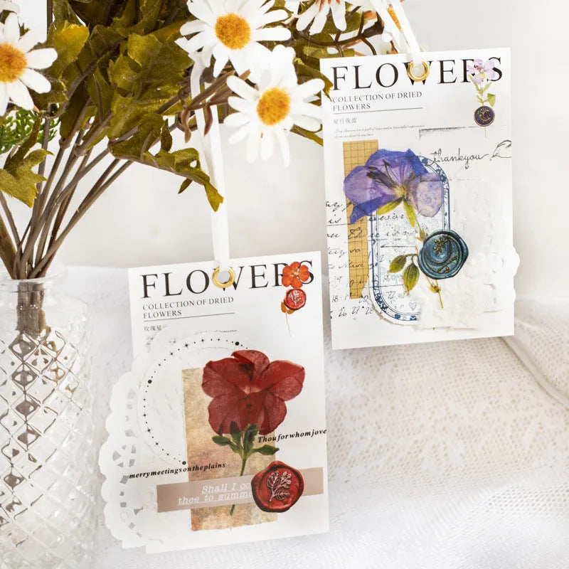 Fire Paint Creative dried flowers sticker package showing 8 modern art designs on 70mm PET sheets