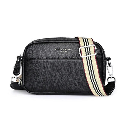 Stylish cowhide shoulder messenger bag with adjustable strap in various colours