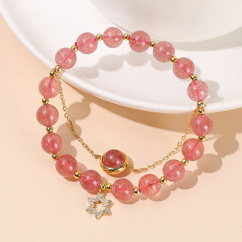 Green natural crystal Chinese-style bracelet for women and girls