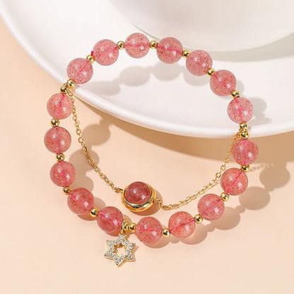 Green natural crystal Chinese-style bracelet for women and girls