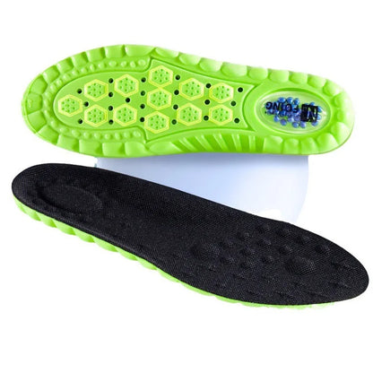 Green PU air cushion sports insoles with argy wormwood for shock absorption and sweat management