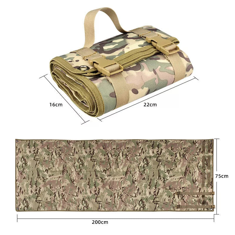 Tactical Camping Shooting Mat in black, army green, CP, and ruins camouflage, waterproof Oxford cloth, 200x75cm