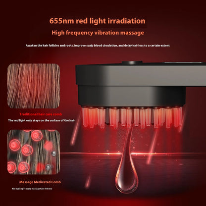 Smart massage comb with red light therapy for head care in pink or black colour options