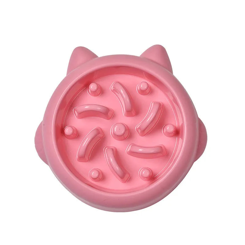 Green slow feeder dog bowl with bone-shaped obstacles for anti-choking feeding