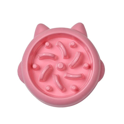 Green slow feeder dog bowl with bone-shaped obstacles for anti-choking feeding