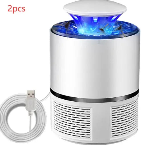 Black or white USB photocatalyst mosquito trap with UV lights, 19cm size, 94cm cable.