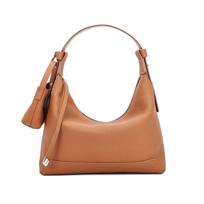 Genuine leather ladies shoulder bag in urban simplicity style available in three colours