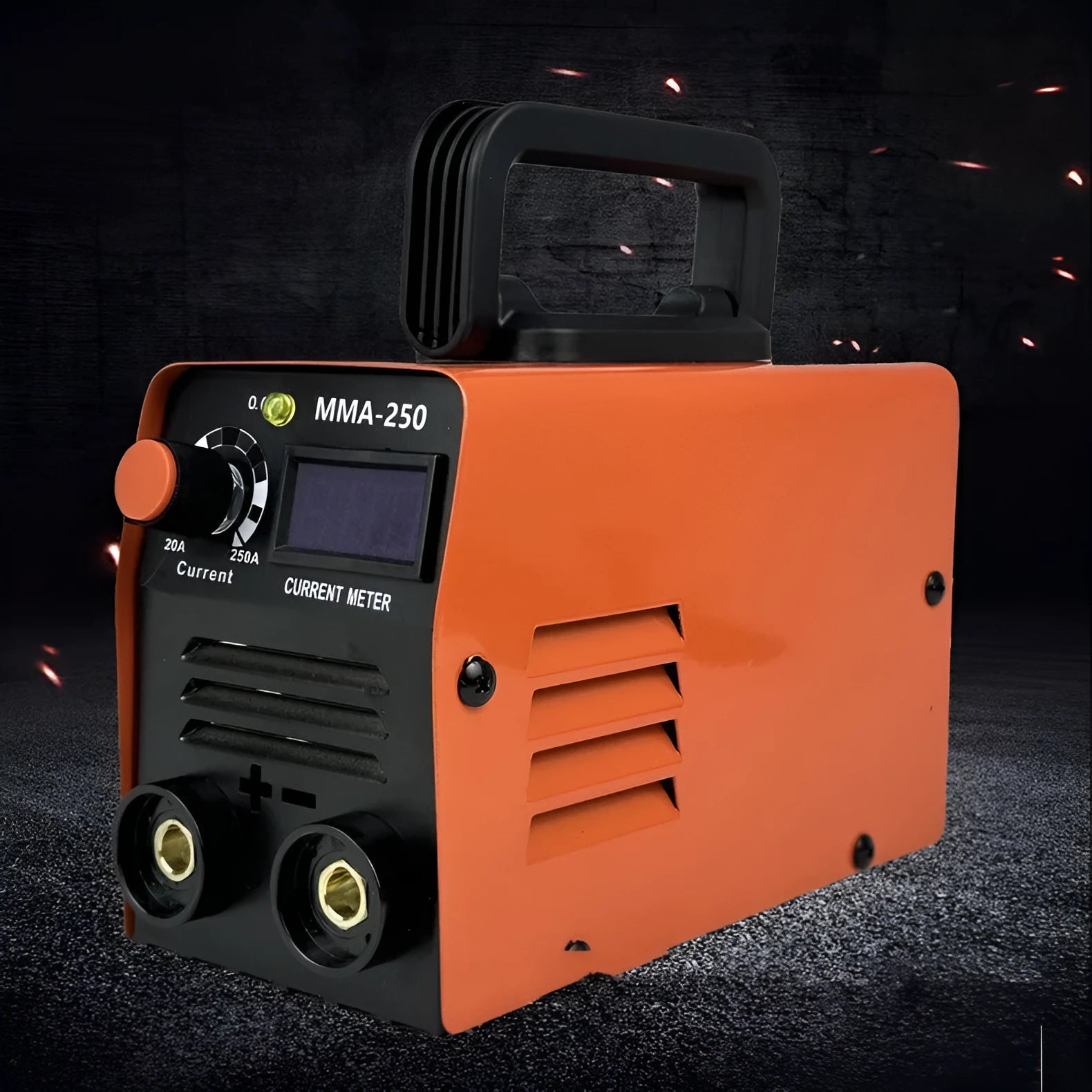 Portable MMA-250 welding machine with protective mask, gloves, and tools for household metalwork