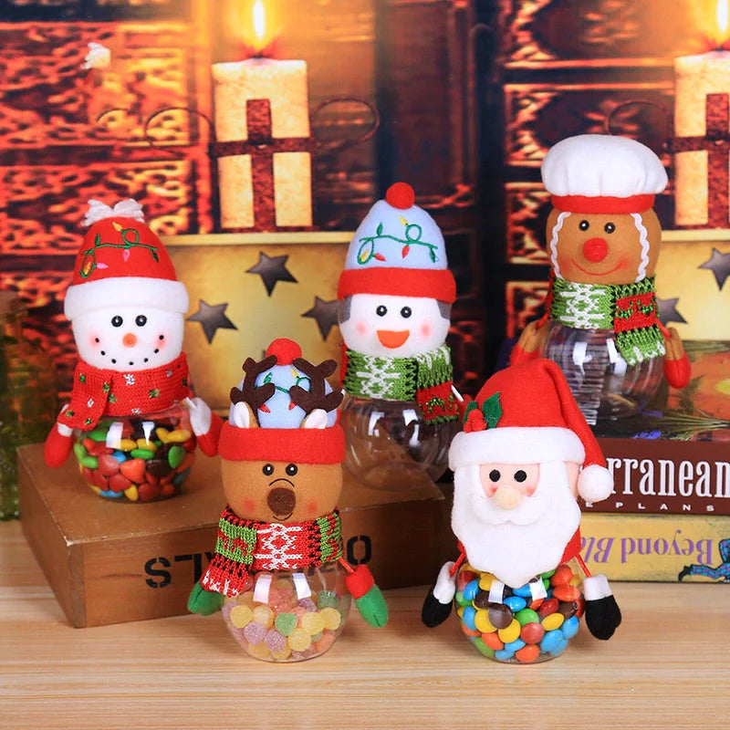 Christmas Candy Jar with festive toy lid for holiday treat storage
