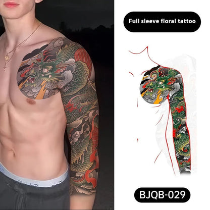 Retro traditional simulation flower arm body sticker sheet, 520mm x 370mm, transfer printing, BJQB pattern options