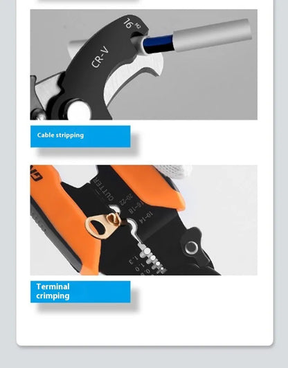 Fully automatic wire stripping pliers with high carbon steel blades and 45 # steel construction, 0.361kg weight