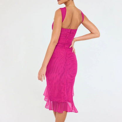 Chic sleeveless sheath dress in various colors, featuring a unique collage/splicing design and a form-fitting silhouette