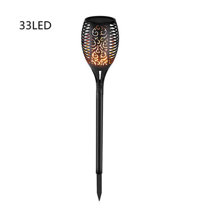 Solar-powered outdoor torch light with LED lights, perfect for illuminating gardens and patios
