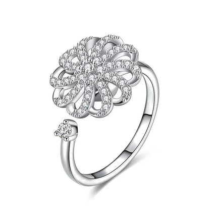 Women's adjustable rotatable butterfly ring with zircon inlay, available in multiple designs