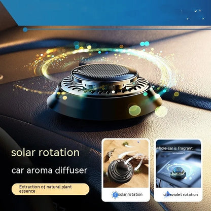 Black solar car aromatherapy de-icing device measuring 84x84x33mm