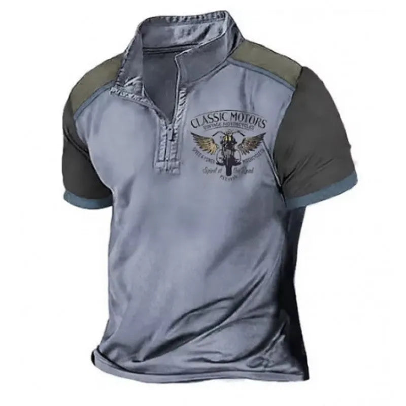 3D printed golf polo shirt in polyester bird eye cloth fabric with loose fit pullover design