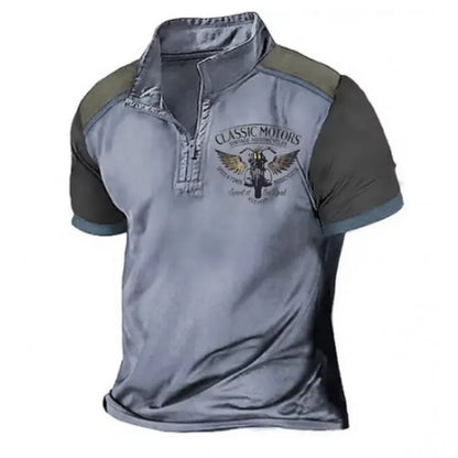 3D printed golf polo shirt in polyester bird eye cloth fabric with loose fit pullover design