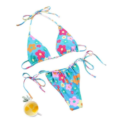 Women's polka dot print split bikini swimsuit set in multiple colour options