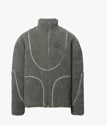 Men's hooded sweatshirt jacket with patchwork design in classic colors
