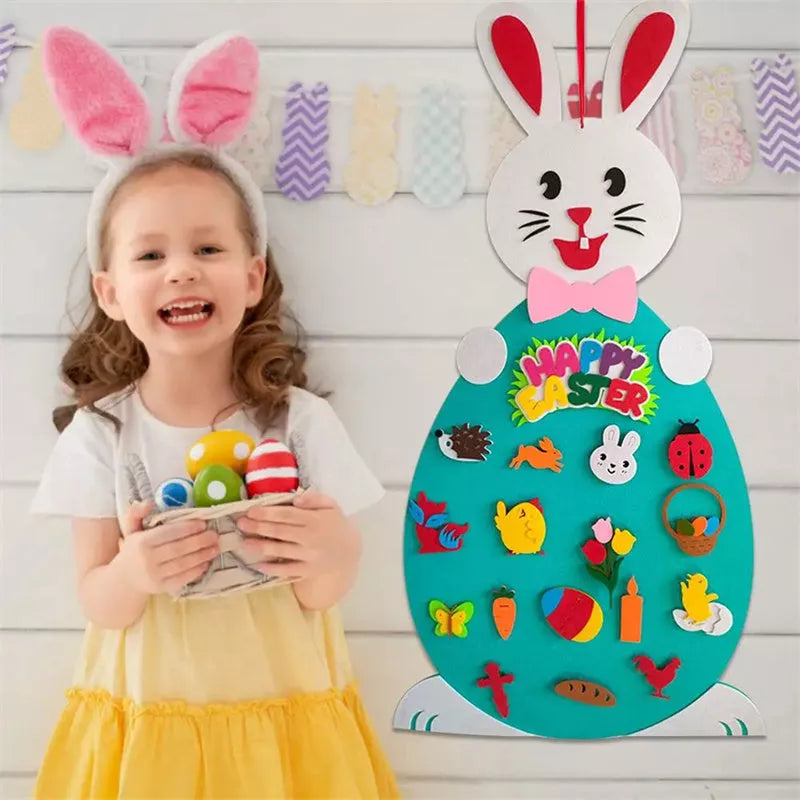 DIY Felt Bunny Pendants with detachable alphabet Easter ornaments for creative play