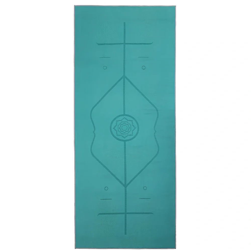 185cm by 68cm yoga towel with 3mm microfiber in six colour options including dark grey and deep sea blue