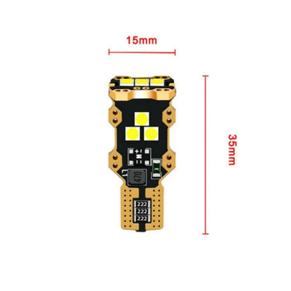 T15 automotive reverse light bulb with white PVC construction and 6000K white light output