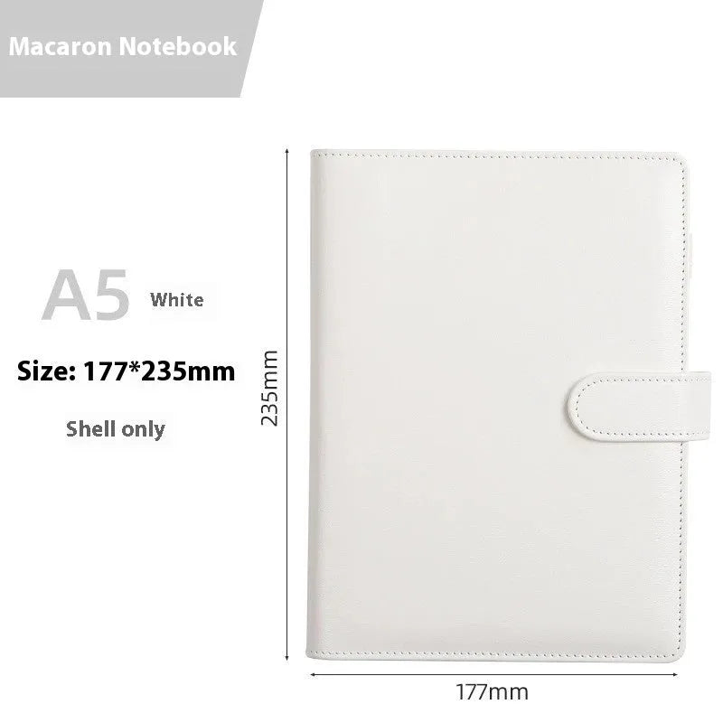 A5 PU leather notebook binder shell with zipper closure in a solid colour.