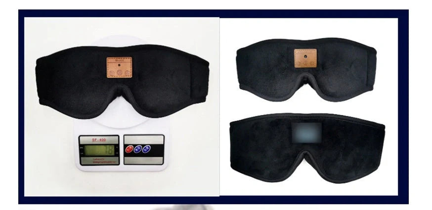 3D Bluetooth 5.0 Sleep Headphones Eyemask with ultra-thin stereo speakers in black