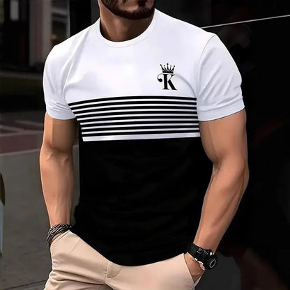 Men's loose fit short sleeve polyester t-shirt shown in available colours: black, gray, white, dark red.