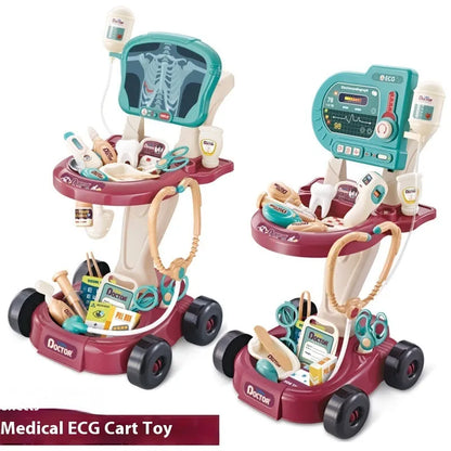Pink children's simulation medicine box toy with ECG monitor and plastic construction, 1.4kg