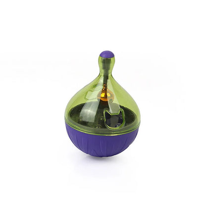 Pet tumbler toy food feeder for dogs and cats with built-in bell, blue large 13.5cm and purple small 8.5cm