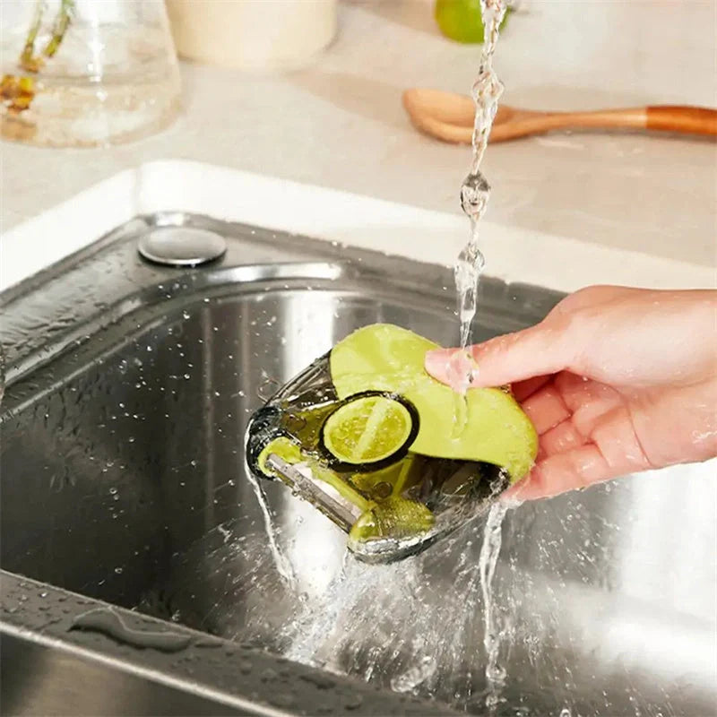 3-in-1 stainless steel peeler shredder with ergonomic handle for kitchen use