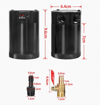 Aluminium automotive oil pot with two-hole breathable design in black finish