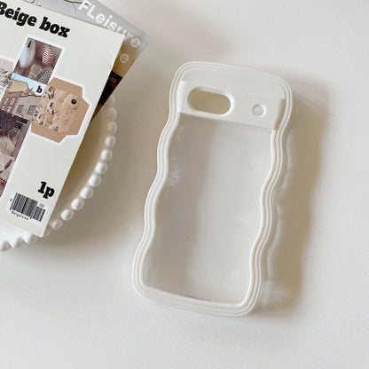 Two-in-one wave shell transparent phone case with PC colour hem for Google Pixel models