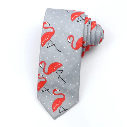 Korean style narrow men's cotton bow tie with a printed cartoon pattern on an adjustable fabric strap.