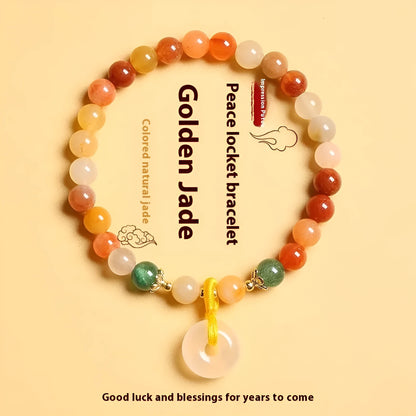 Handmade natural gemstone bracelet with safety buckle and peace clasp beads in Chinese style