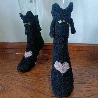 Christmas couple socks with magnetic suction feature for hand holding, in various animal patterns