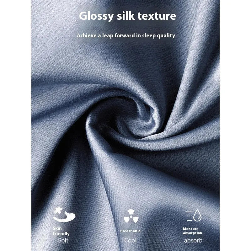 Men's ice silk three-piece home wear loungewear set showing shorts and trousers in a selected colour.