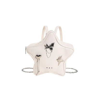 Soft PU leather women's mini backpack messenger bag shown in black, white, silver, and beige colours.
