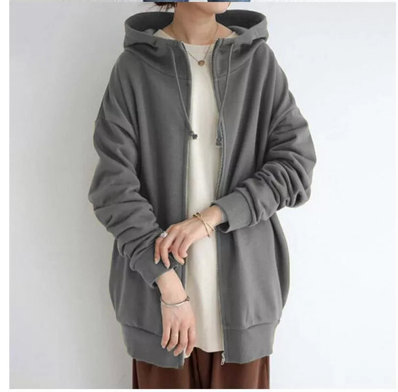 Women's full-zip fuzzy hoodie in various colours and sizes