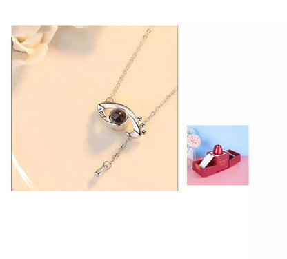 Valentine's Day Metal Rose Jewelry Gift Box Necklace with adjustable crystal necklace and maroon gift box