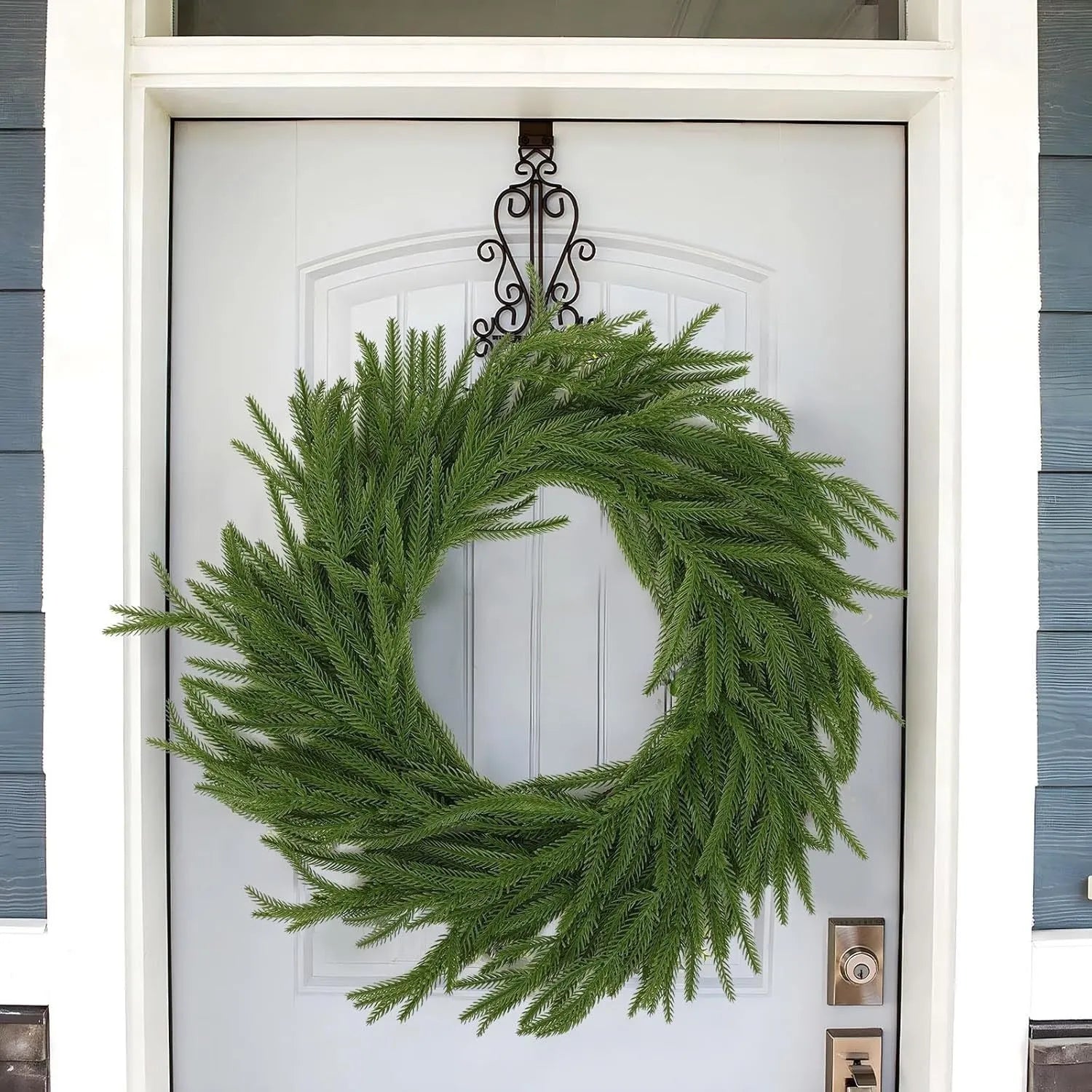 60cm plastic front door garland with PE feel texture in American country style