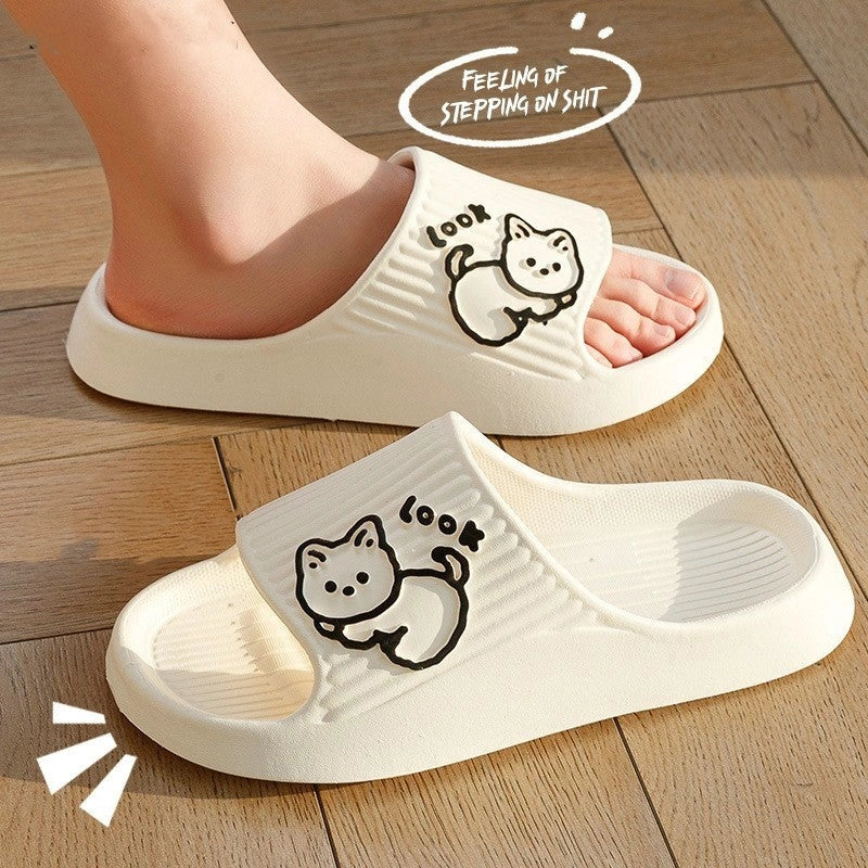 Women's cat design slippers with non-slip EVA sole in various colours